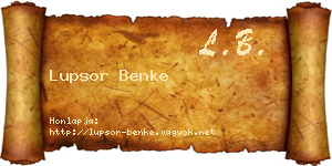 Lupsor Benke névjegykártya